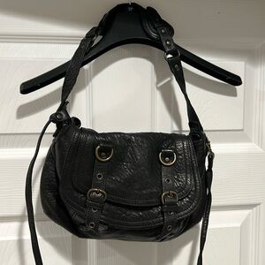 Abaco black buttery leather purse, cross body or hand bag, like new.